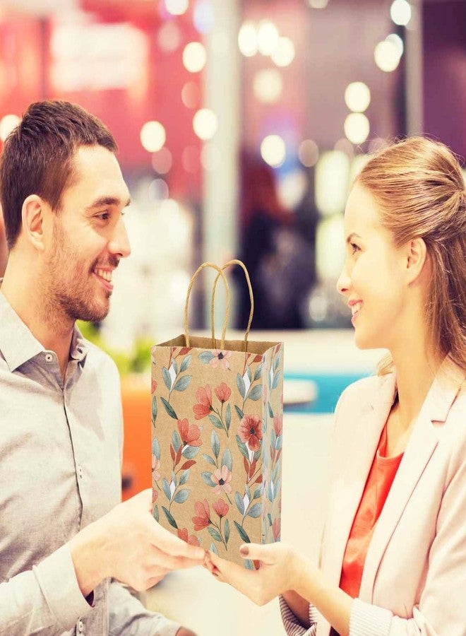 فوجاري فوغاري، ٢٤ كيس ورقي، أكياس هدايا بنقشة زهور ومقابض، أكياس هدايا صغيرة، أكياس تغليف هدايا البقالة لحفلات استقبال المولود الجديد، وحفلات الزفاف، وأعياد الميلاد. - Image 4